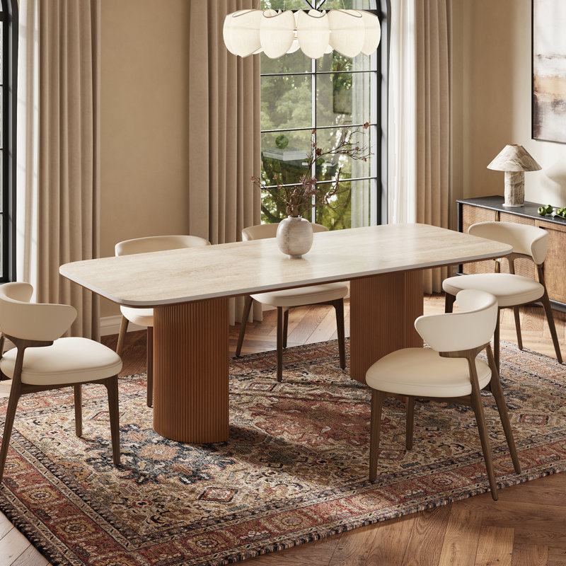 Table de salle à manger Noaah, 29.50"H x 71"L x 35.40"W, Beige/Brown