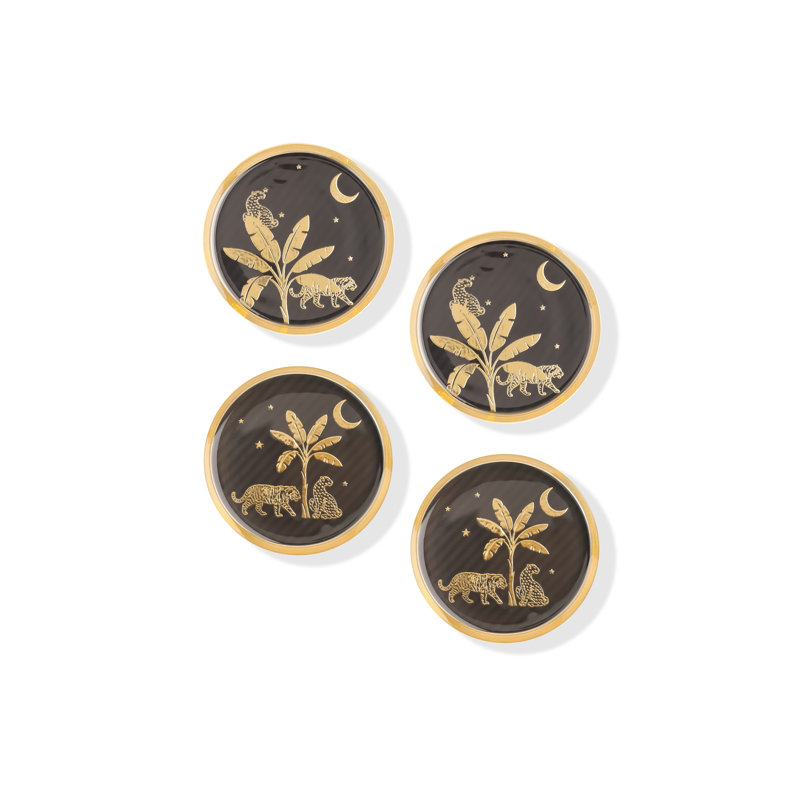 Ensemble de sous-verres dorés Safari Midnight