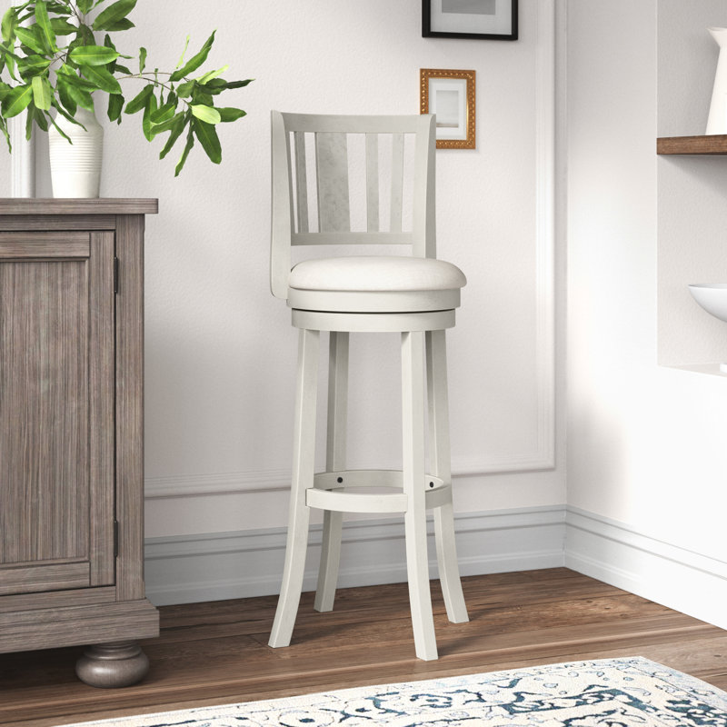 Ichika Swivel Upholstered Counter Stool with Solid Wood Frame, Bar Stool (29" Seat Height), Gray Polyester Blend/Gray Frame