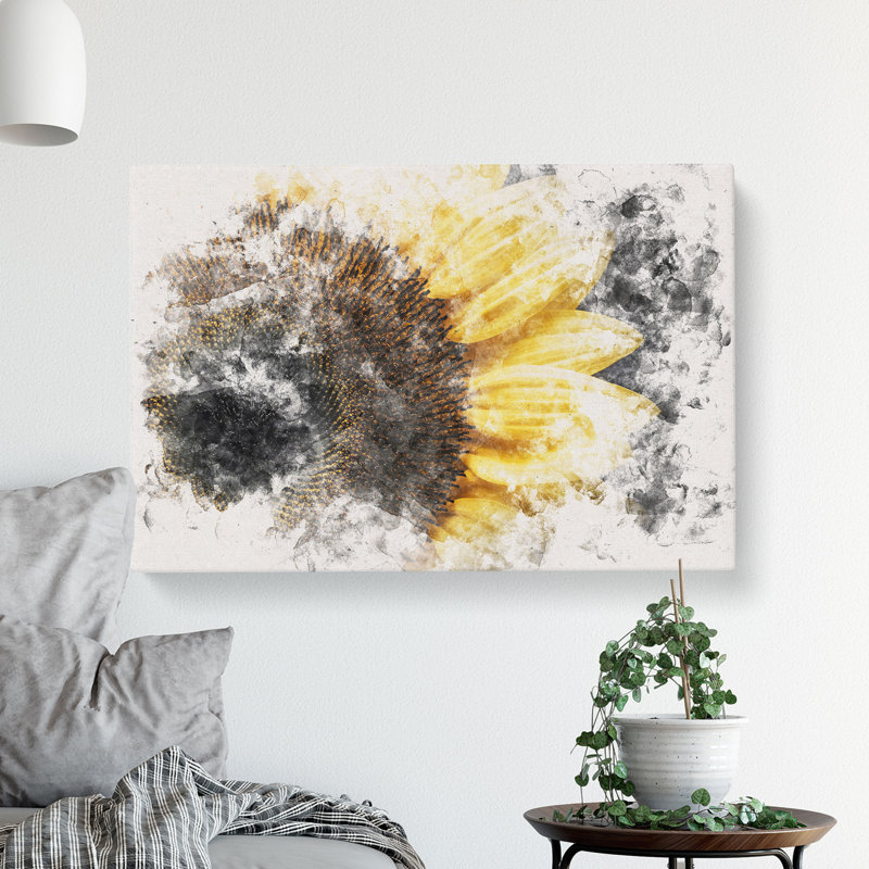 Yellow Sunflower Rising - Wrapped Canvas, 60cm H x 91cm W x 3cm D