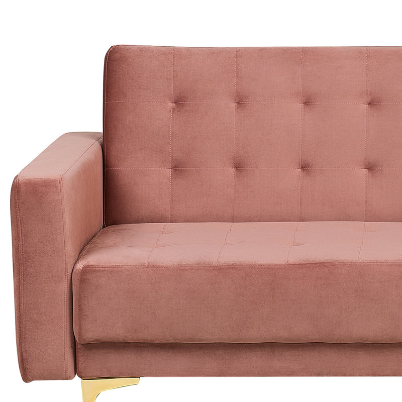 Dublin 3 Seater Velvet Sofa, Gold, Pink