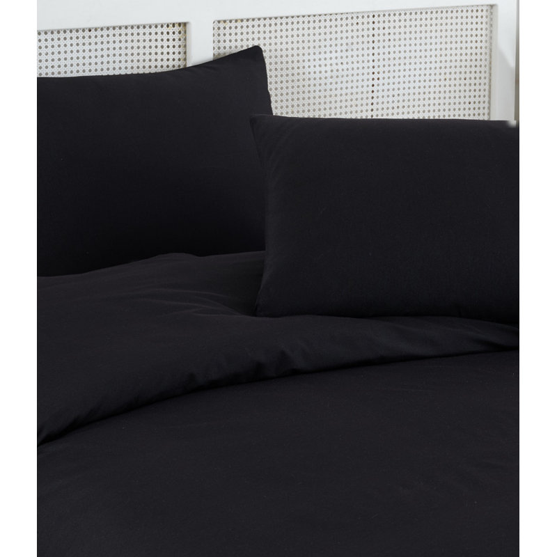 Solid Colour 4 Pieces Bed Sheet Set, Black, Queen