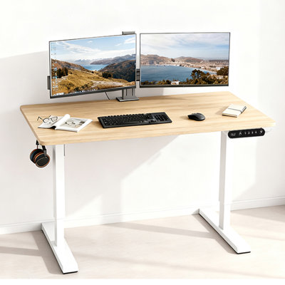 Electric Standing Desk Height Adjustable Desk For Home And Office Computer Table Gaming Desk Modern Luxiury Table 47"  Oak Lift-Up Desk