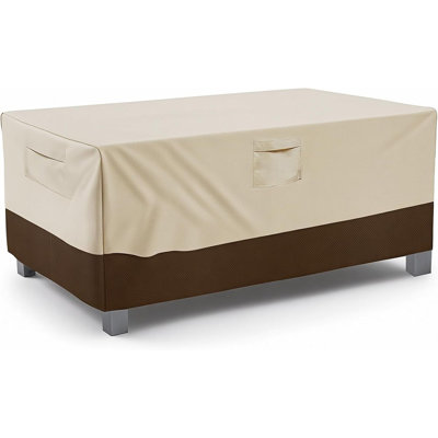 600D Waterproof Rectangular Patio Table Cover Heavy-Duty Outdoor Furniture Cover With Windproof Straps