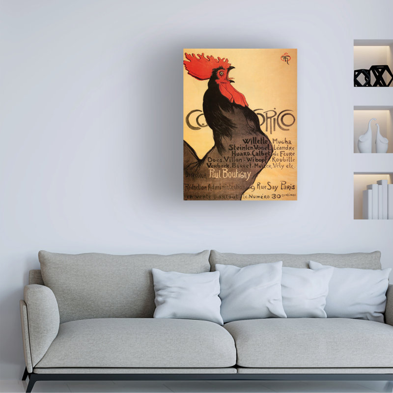 Art rétro sur toile Marcus Jules Rooster, H 14 po x l 19 po