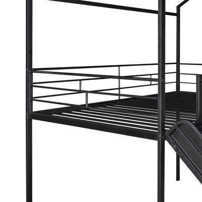 Wanetta LucentRustic Bunk Bed With Ladder And Slide, Pine Wood And MDF
