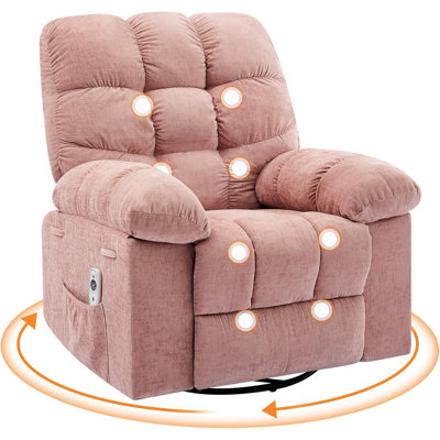 Oversized Rocking Recliner Chair, 360 Degree Swivel Massage Chair with Vibration Massage and Heat by Ebern Designs
