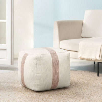 Marta Stripe Upholstered Pouf Ottoman