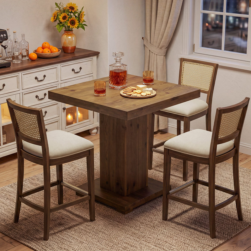 Fir Dining Table with Wood Base