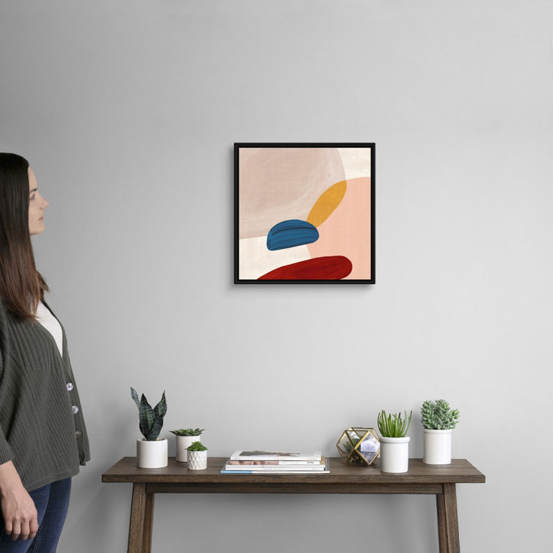 Reproduction d’art sur toile, "Pink Pebbles II" par Eva watts, H 18 po x l 18 po x P 1,75 po, Cadre noir