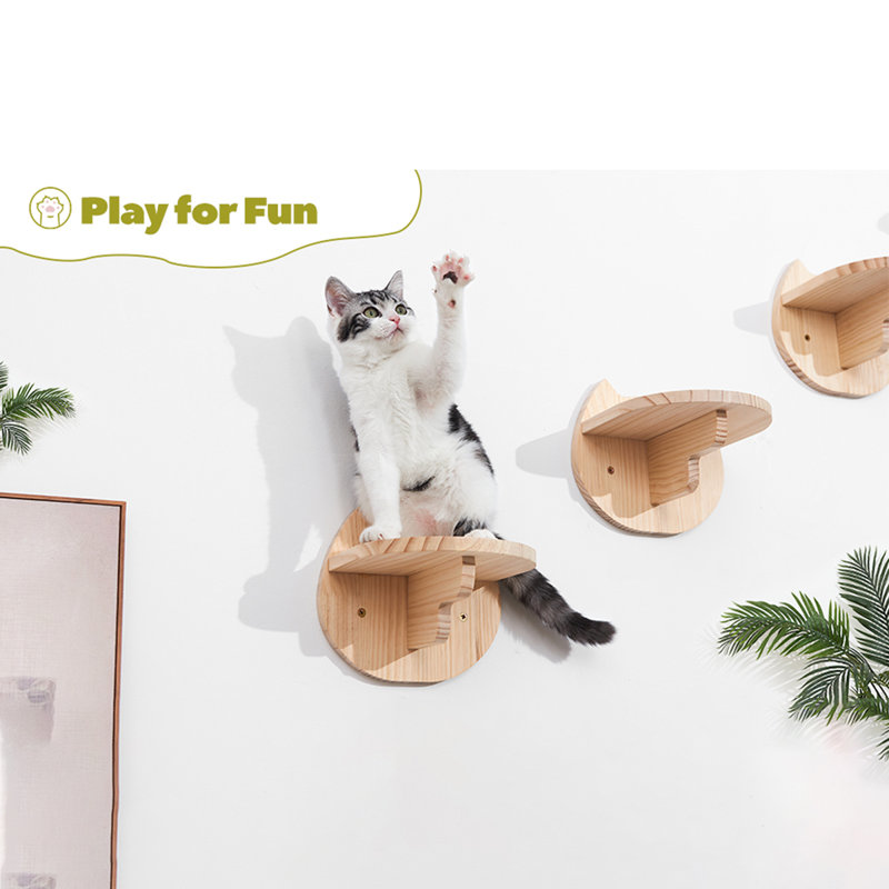 3Pcs Cat Face Wall Mounted Shelves Set