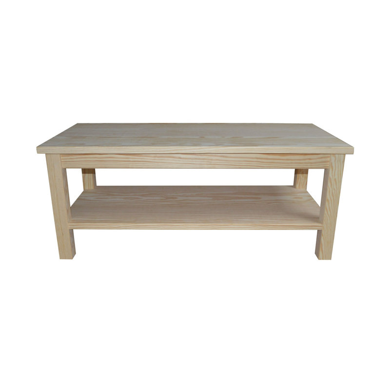 Versaloft Solid Wood Amish Coffee Table with Shelf in Unfinished - Living Room Conversation Table Made in the USA