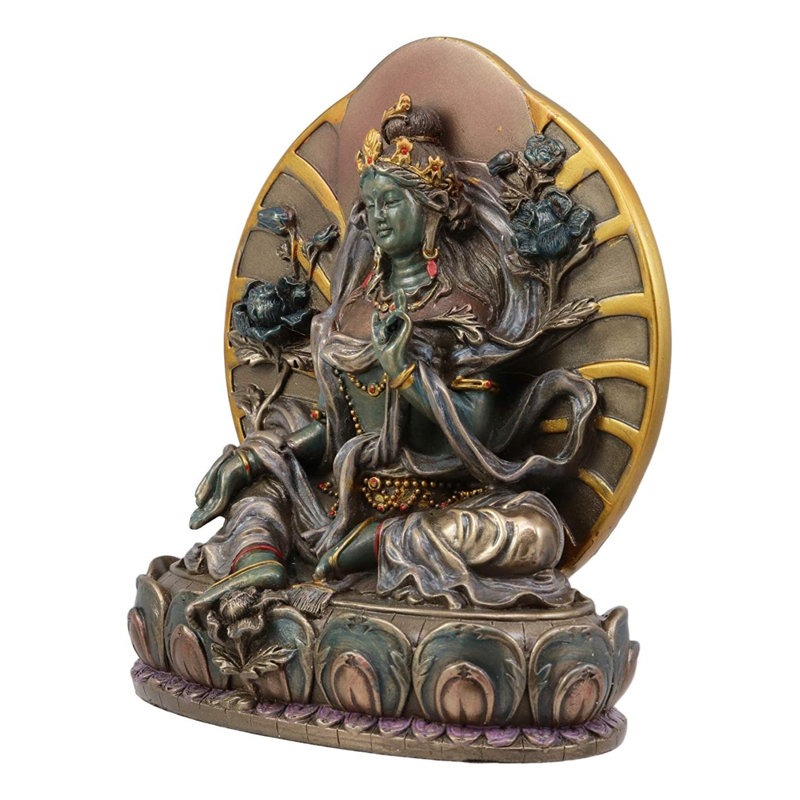 Bouddhisme est arya khadiravani tara méditant sur lotus trône figurine Calliphon