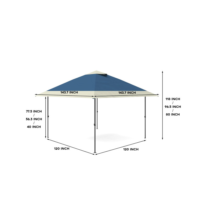 12 pi. L 12 pi. D Pop-up en métal, Bleu, H 118 po x l 143,7 po x P 143,7 po