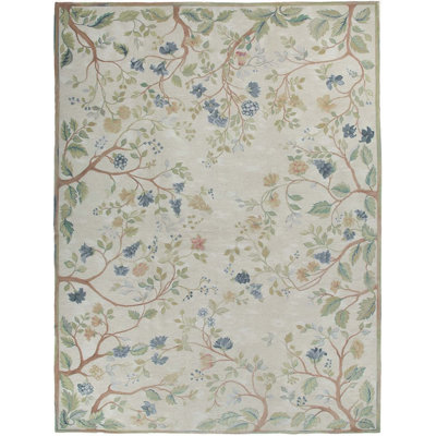 Hand-Knotted High-Quality Beige and Beige Area Rug