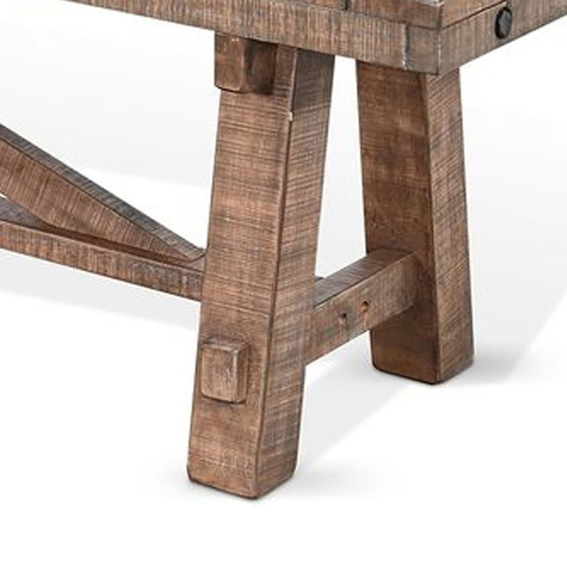 Banc de salle à manger industriel en bois massif brun naturel croisé