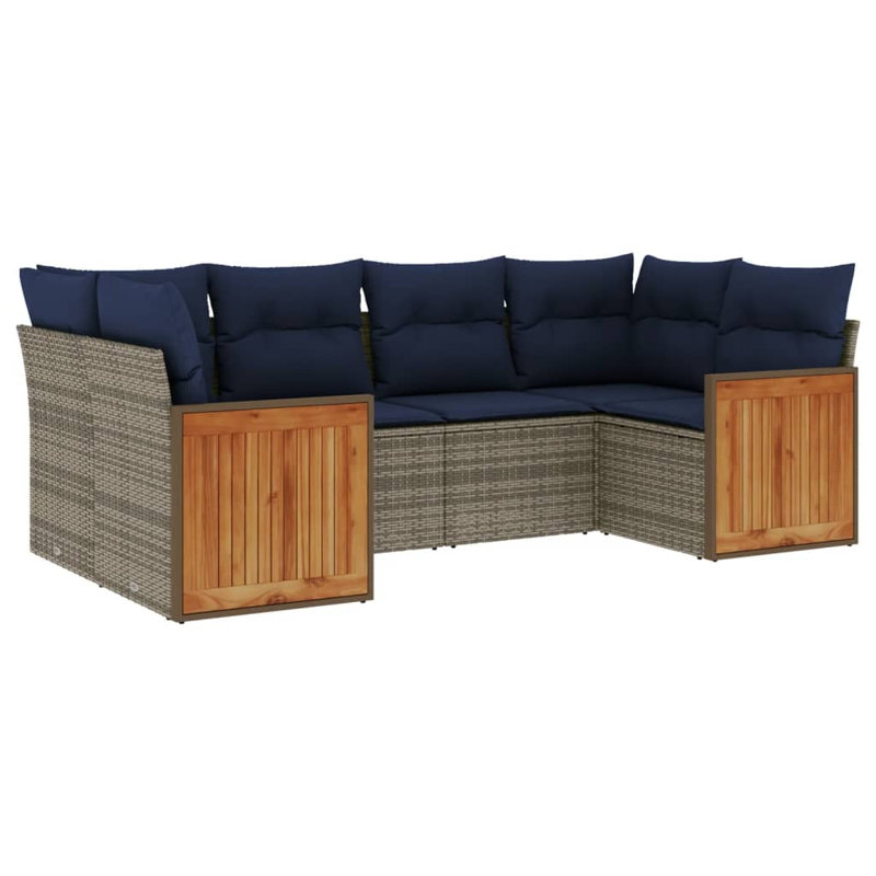 Ensemble de canapé de patio avec coussins 6 pièces Vidaxl, Coussin bleu / cadre gris