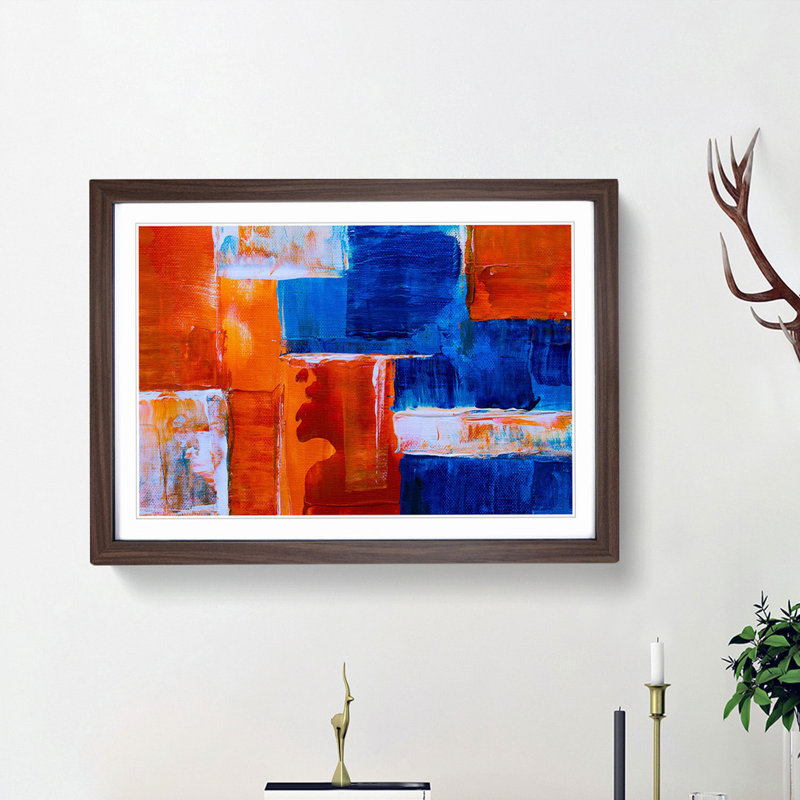 Abstract Art Painting Vol.368 by S.Johnson - Framed Print, 27cm H x 36cm W x 2cm D, Walnut Framed