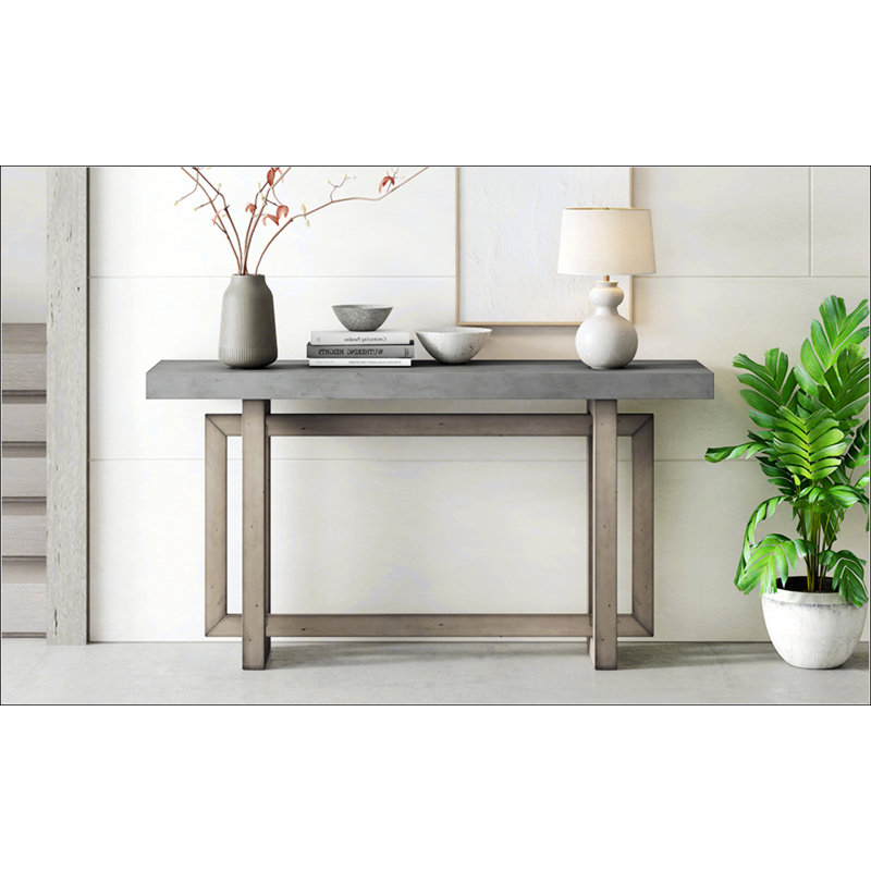Contemporary Console Table With Wood Top