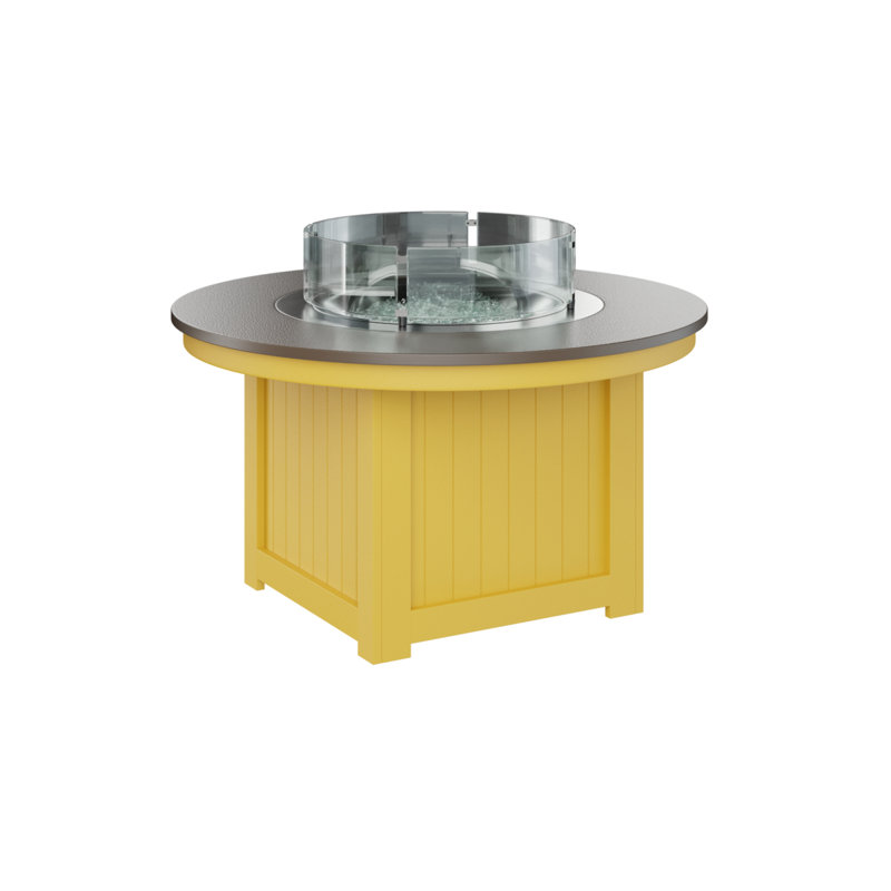 Foyer de table rond Berlin Gardens Donoma, H 25 po x l 44 po x P 44 po, Bronze martelé avec base jaune soleil