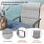 Ensemble repas pour 4 personnes avec table carrée en métal et 4 chaises pivotantes en polyester enduit de PVC -1314938369
