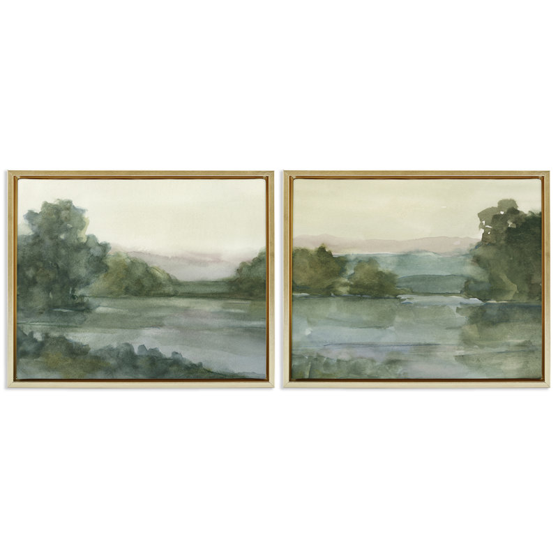 Ensemble de toiles flottantes 2 pièces Mountain Views in Mute Tones, design par Ethan Harper, H 17 po x l 21 po