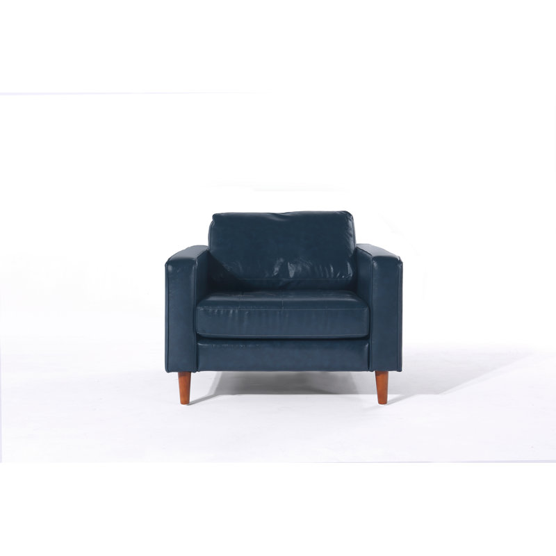 Imai Leather Armchair, Blue Genuine Leather