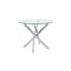 Table de salle à manger ronde moderne en verre trempé avec pieds argent doux - Table de cuisine compacte de 35,5 pouces pour les petits espaces