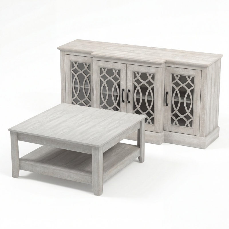 Ensemble de buffet 2 pièces Weddel Basilico, Dusty Gray Oak, Dusty Grey Oak