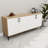 Stylish Console Table with Wall-Mount Option, Oak & White Finish, 70.9 x 31.5 x 17.7 inches | 100% Melamine Coated Chipboard, Durable Plastic Legs | Multiple Shelves for Storage, Modern Design for Living Room & Entryway