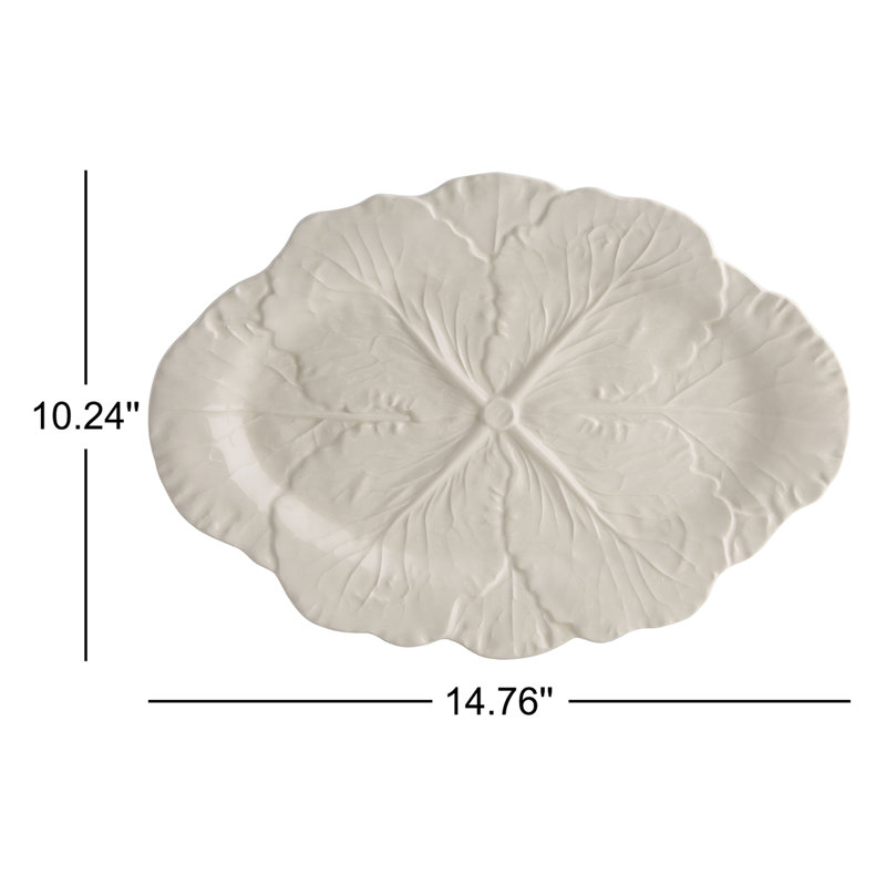 Cabbage Earthenware Platter, 1.38" H x 14.76" L x 10.24" W