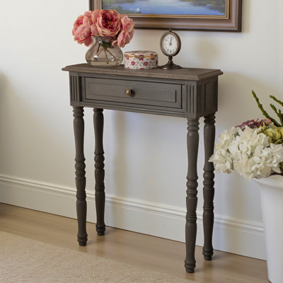 Glenita Brown Finish 1-Drawer Console Table in Farmhouse Style, 29.24" H X 23.36" W X 7.87" D