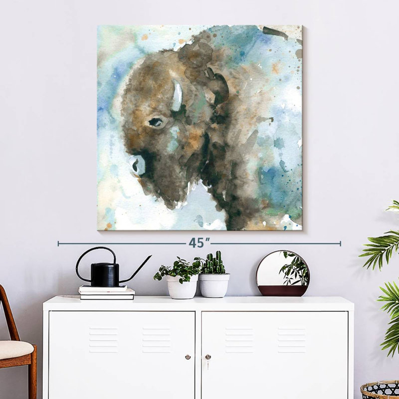 Brampt Buffalo On Blue, 33" H x 33" W