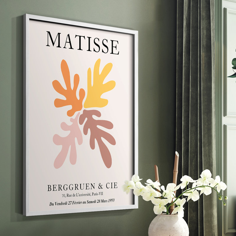 Matisse D, reproduction encadrée - bois massif, Cadre simple blanc, H 14 po x l 11 po