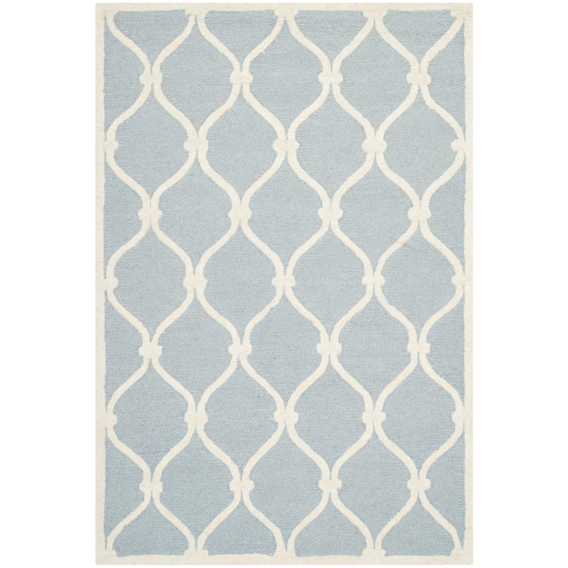 Neva Geometric Wool Hand Woven Area Rug, Rectangle 122 x 183 cm