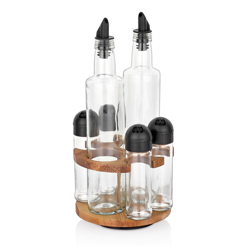 Freestanding Wood Spice Jar & Rack Set