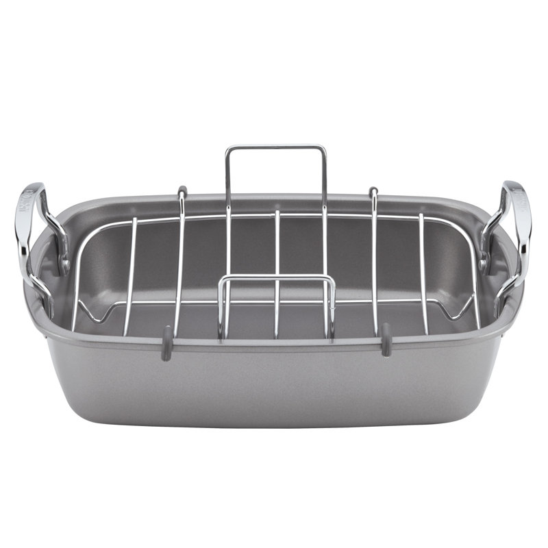 Circulon Bakeware Nonstick Roasting Pan / Roaster with Rack, 17-Inch x 13-Inch, Gray
