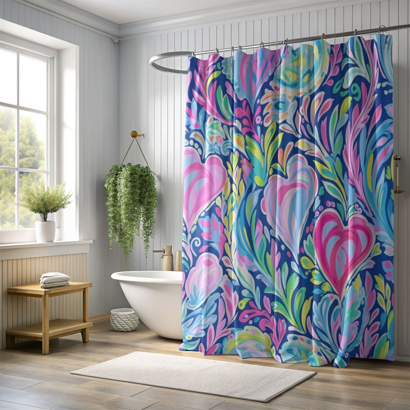 Classic Heart Shapes - Rideau de douche standard 1 pièce, H 74 po x l 71 po