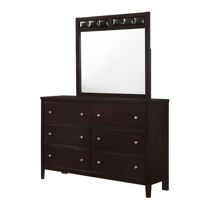 Commode 6 tiroirs avec miroir cappuccino