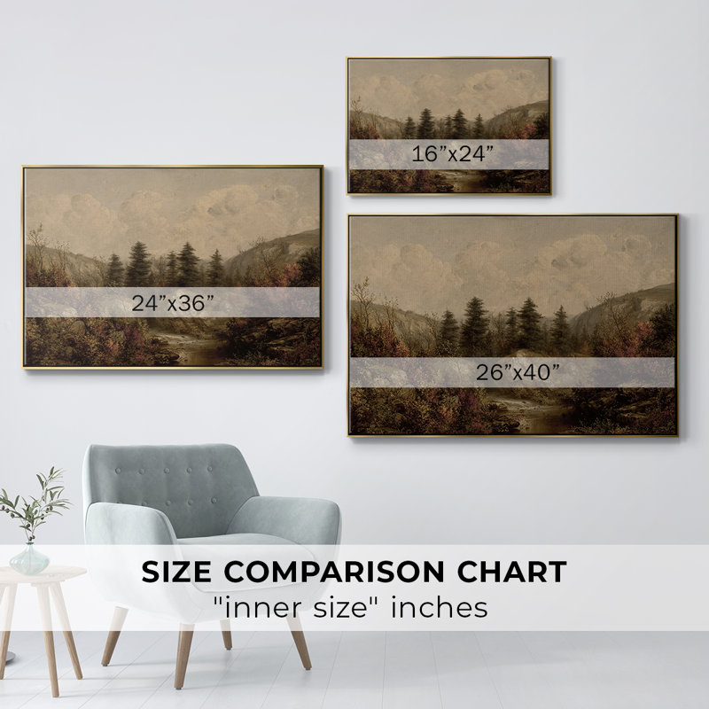 "Vintage Landscape - DCL" sur toile, Toile avec cadre doré, H 27 po x l 41 po x P 2 po