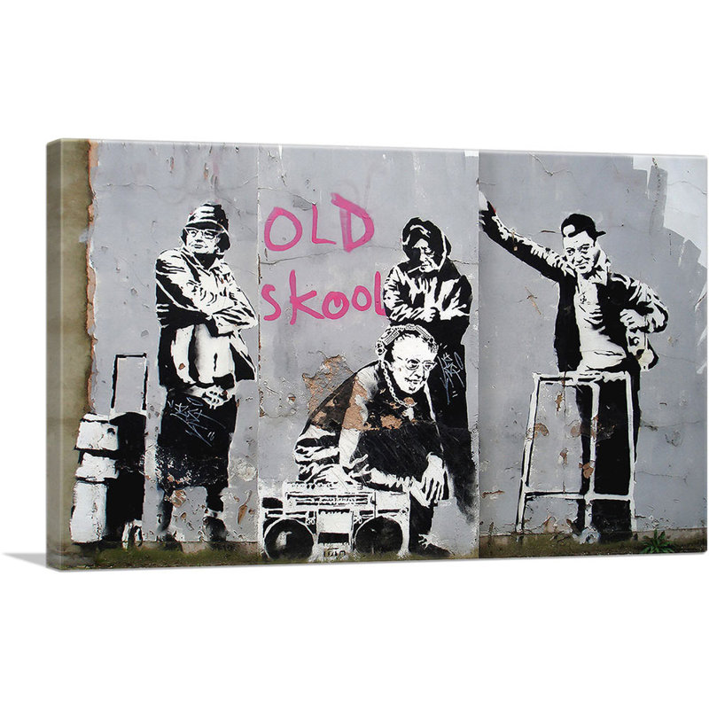 «Old Skool» par Banksy, reproduction d'art sur toile tendue, H 12 po x l 18 po x P 1,5 po