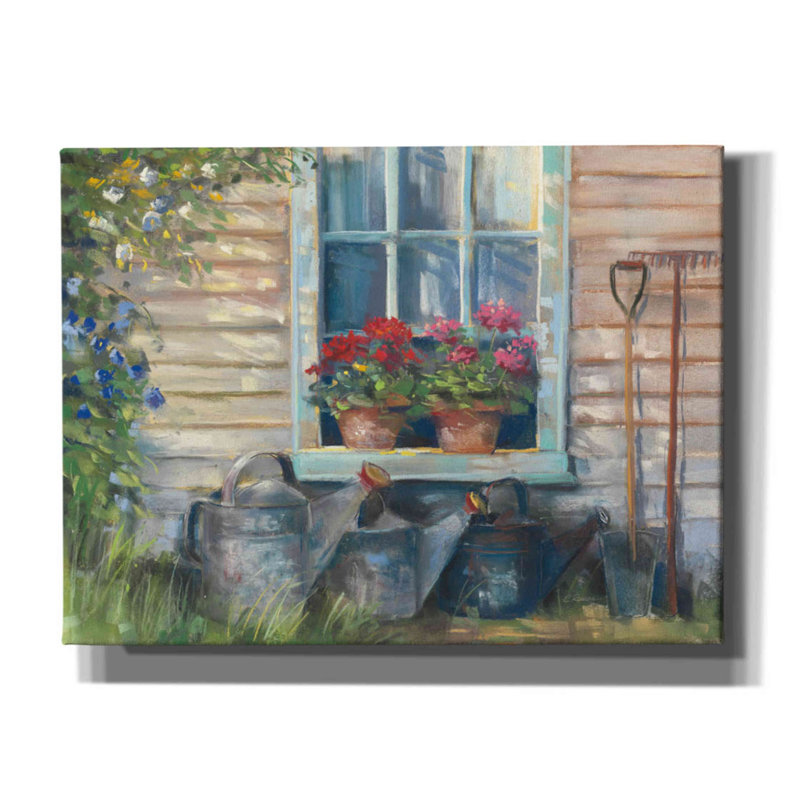 «Aaric Window with Geraniums on Canvas» par Carol Rowan, H 12 po x l 16 po x P 0,75 po