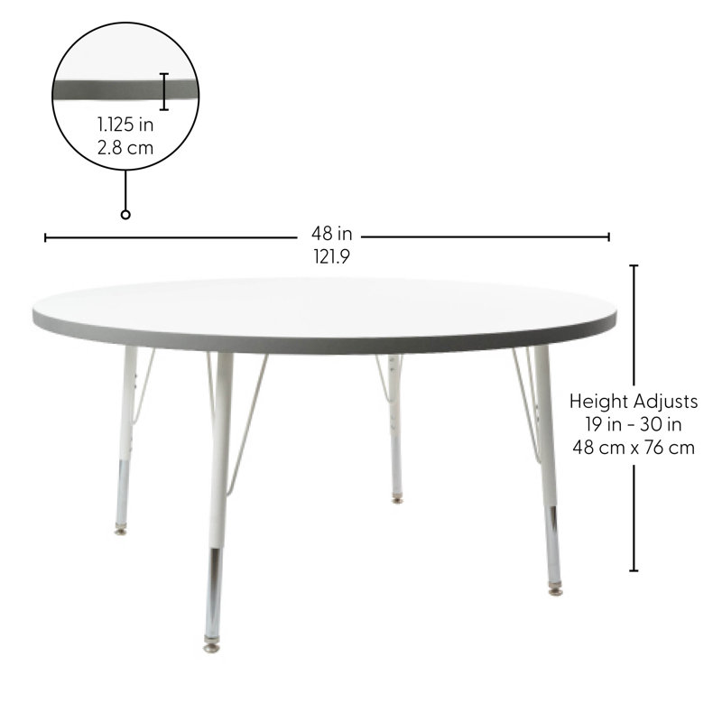 Table ronde 48 po thermofusionnée avec pieds réglables et pivotants standard, Gris