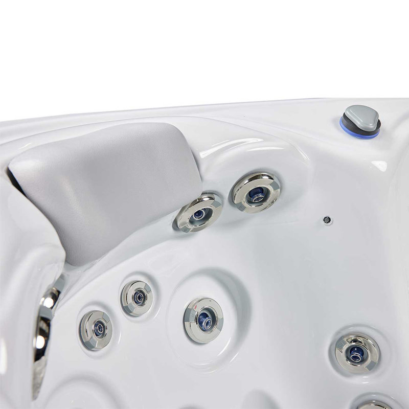 New York 6-Person Ice White Acrylic Square Hot Tub with Ozonator