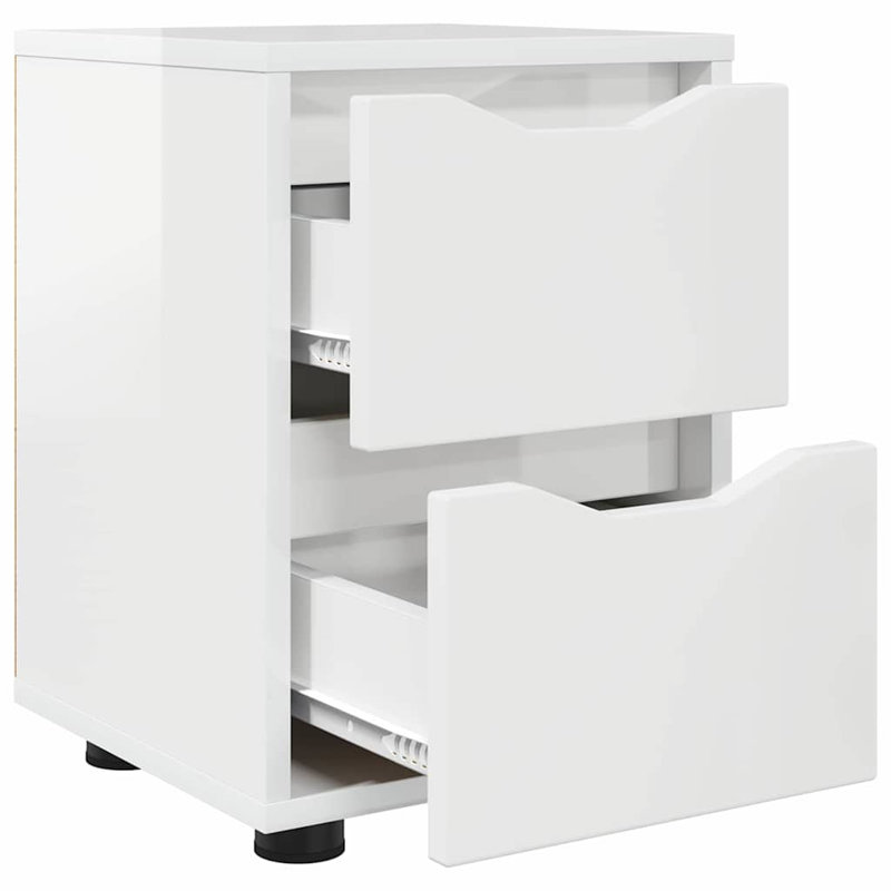 30.5cm W Manufactured Wood Bedside Table, High Gloss White