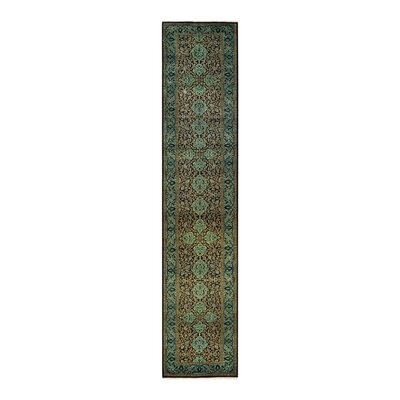 Mogul One-of-a-Kind Hand-Knotted Area Rug - Black/Green, 2'8"" x 12'10 -  Isabelline, 9C22D84E703A4AE7A2C2E570585D7B52