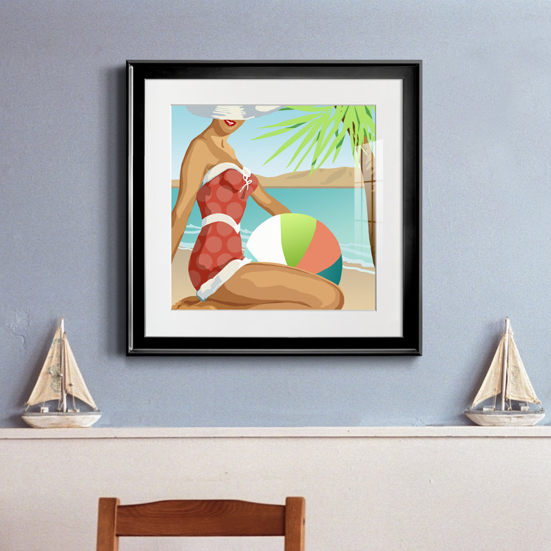 Beach Beach I - peinture encadrée, H 17,5 po x l 17,5 po x P 1,5 po, Noir