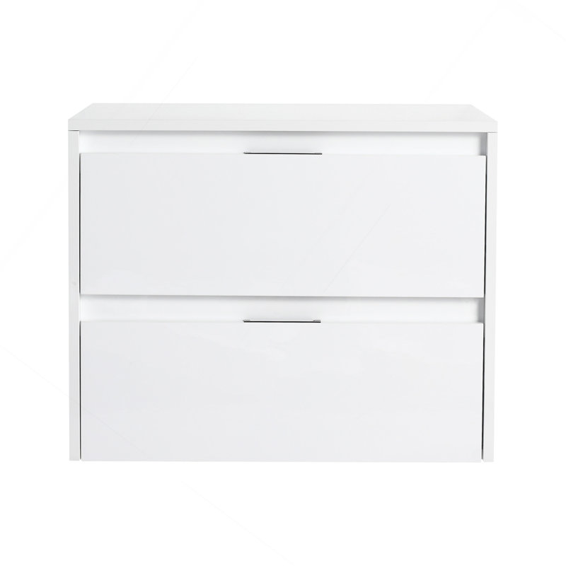 24" Bathroom Wall Cabinet, 2-Soft Close Drawer, Float Mounting Design, Glossy White,(KD-Packing)
