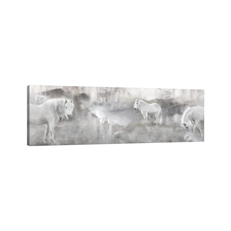 White Mares Landscape by Katrina Jones - Wrapped Canvas Panoramic Painting, 30.48 cm H x 91.44 cm W x 1.91 cm D
