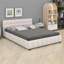 Lit tapissier moderne avec tête de lit capitonnée en bloc, lit plateforme et quatre tiroirs de rangement pratiques-133712800